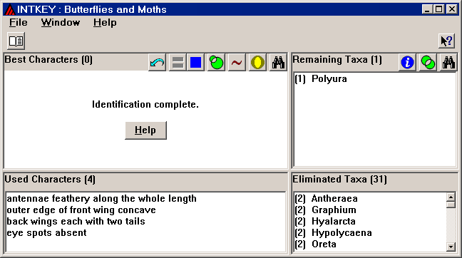 Intkey window at end of identification with tolerance 1