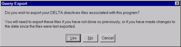 'Query Export' dialog.