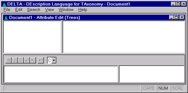 DELTA - Document1. New document screen.