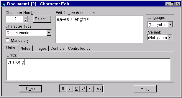 'Document1 [2] - Character Edit' dialog. Character 2.