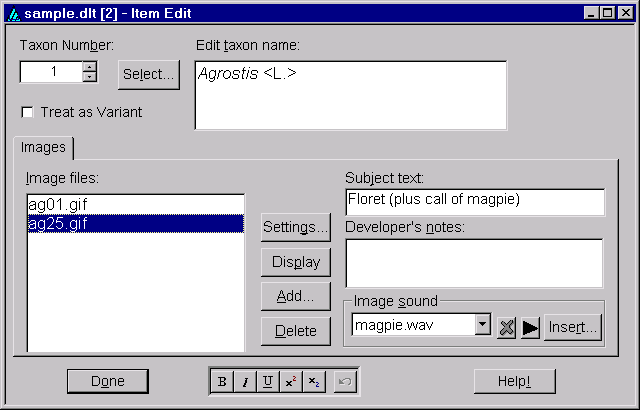 sample.dlt [2] - Item Edit.