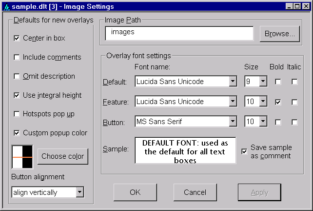 'Image settings' dialog.